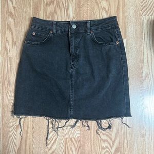 Topshop moto dark denim distressed jean skirt